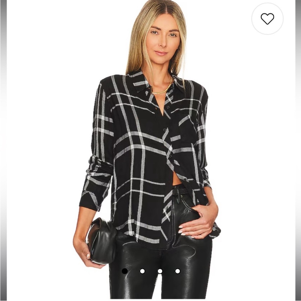 Rails Black and White Plaid Button Up Top